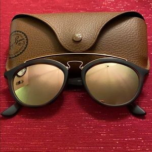 Ray-Ban Black and Gold Mirrored sunglasses